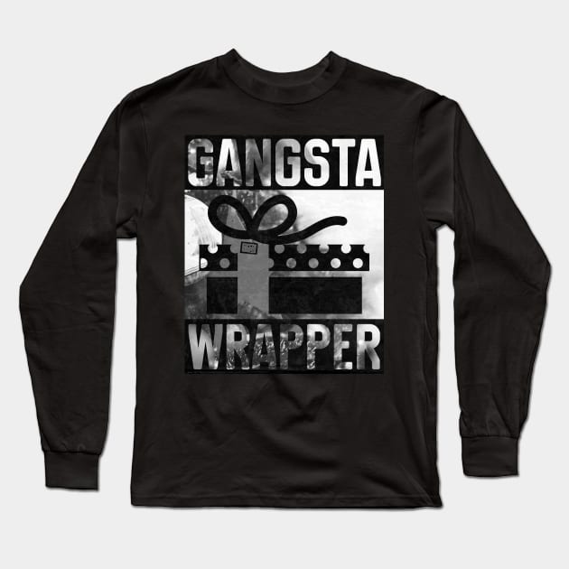 Gangsta Wrapper Gangster Rap Gift Vintage Christmas Long Sleeve T-Shirt by porcodiseno